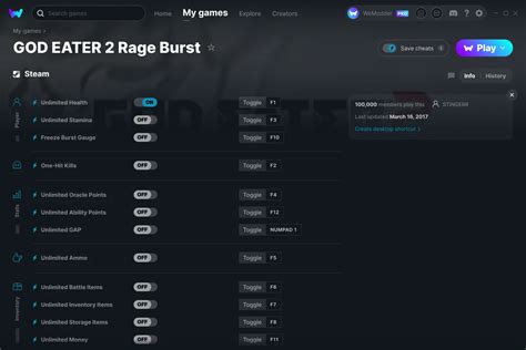 GOD EATER 2 Rage Burst Cheats and Trainer for Steam.